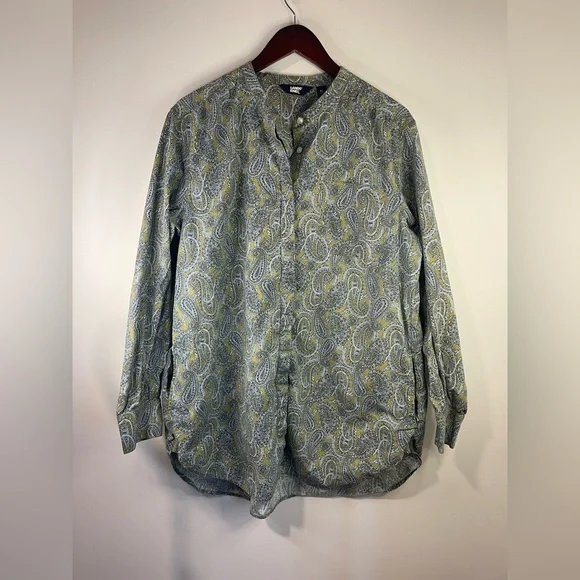 Lands'‎ End Paisley Blouse - Gray and Yellow - Picture 2 of 12